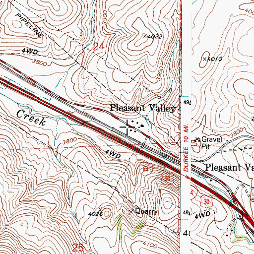 Topographic Map of Pleasant Valley, OR