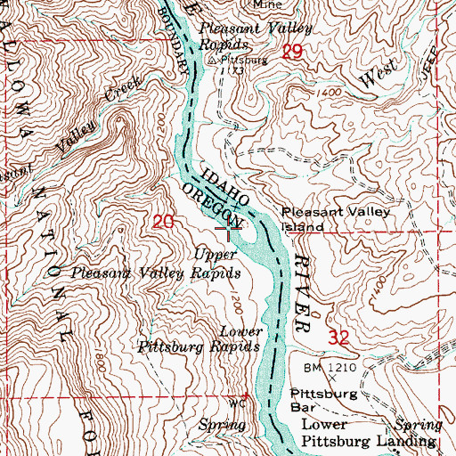 Topographic Map of Pleasant Valley Island, OR