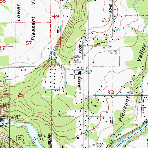 Topographic Map of Pleasant Valley School (historical), OR