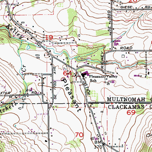 Topographic Map of Pleasant Valley Elementary School, OR