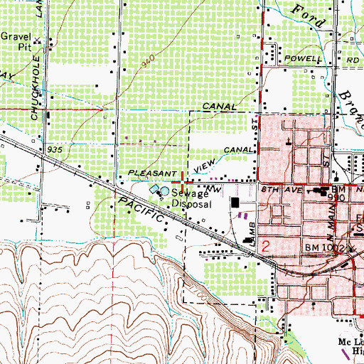 Topographic Map of Pleasant View Canal, OR