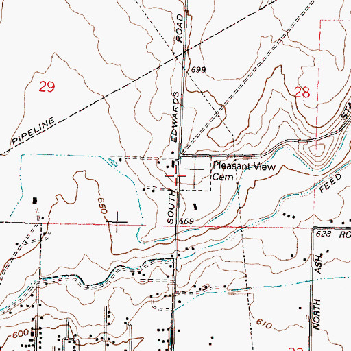 Topographic Map of Pleasant View Cemetery, OR