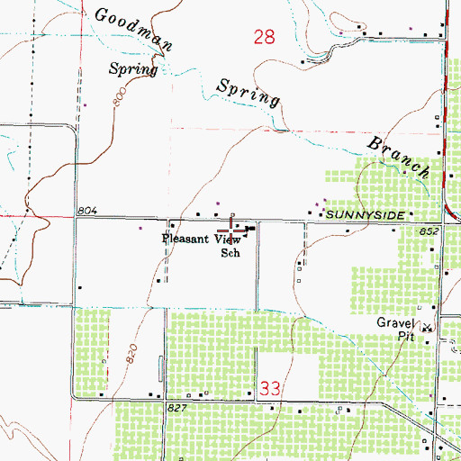 Topographic Map of Pleasant View School, OR