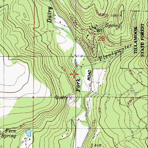 Topographic Map of Plentywater Creek, OR