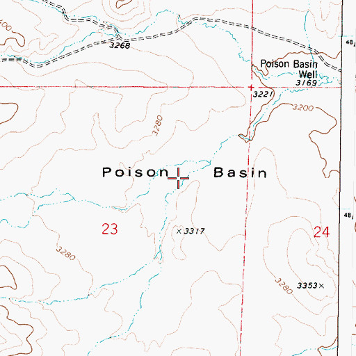 Topographic Map of Poison Basin, OR