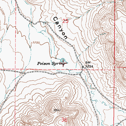 Topographic Map of Poison Spring, OR
