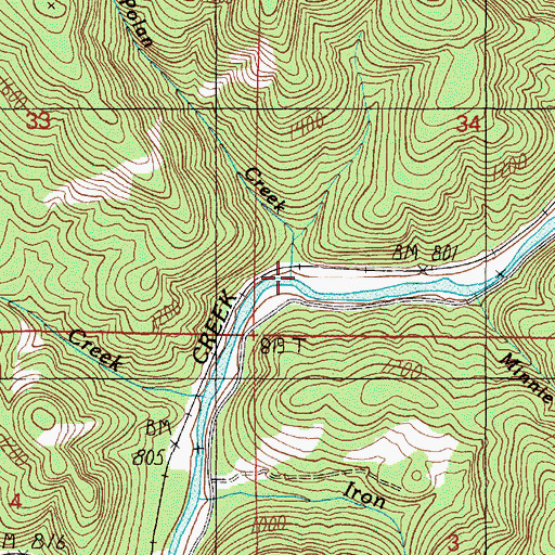 Topographic Map of Polan Creek, OR