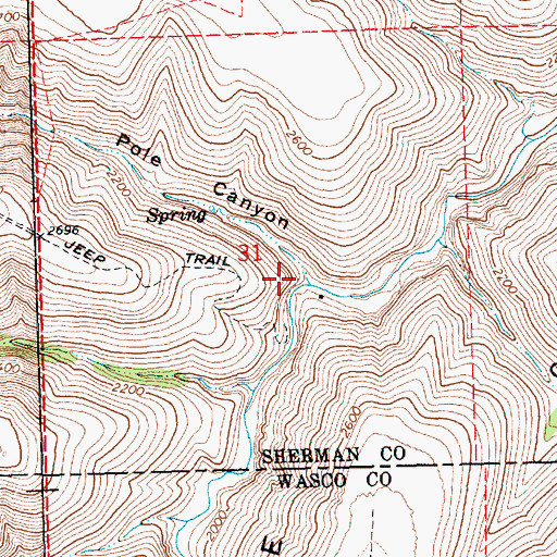 Topographic Map of Pole Canyon, OR