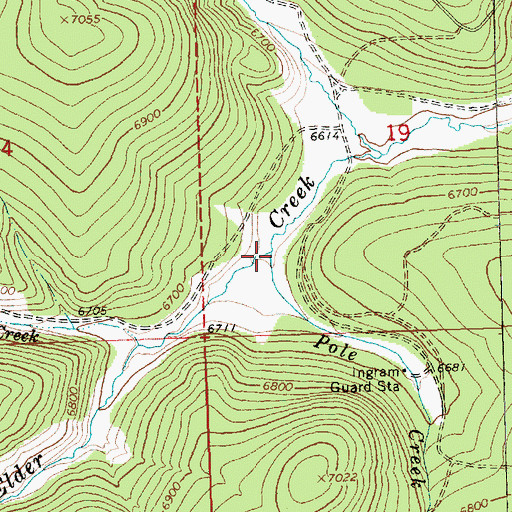 Topographic Map of Pole Creek, OR