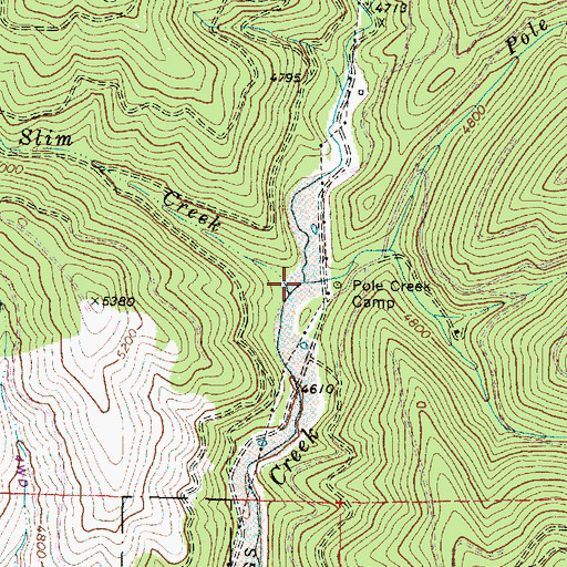 Topographic Map of Pole Creek, OR