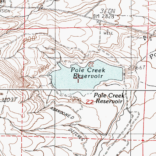 Topographic Map of Pole Creek Reservoir, OR