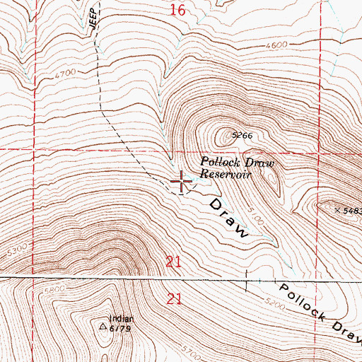 Topographic Map of Pollock Draw Reservoir, OR