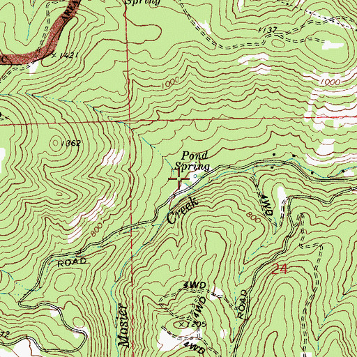 Topographic Map of Pond Spring, OR