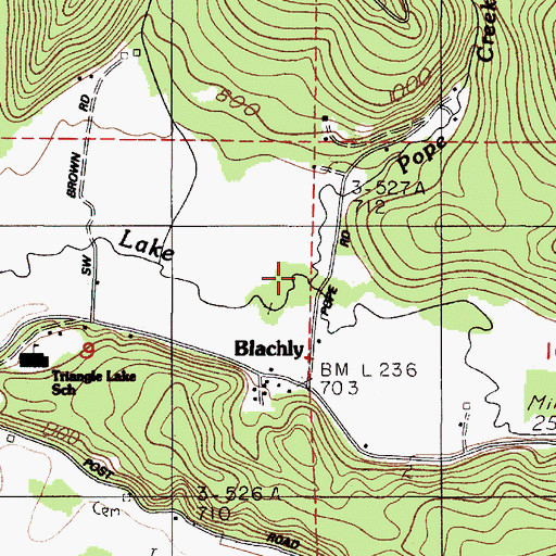 Topographic Map of Pope Creek, OR