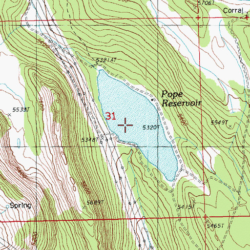Topographic Map of Pope Reservoir, OR