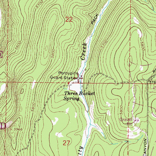 Topographic Map of Porcupine Guard Station, OR