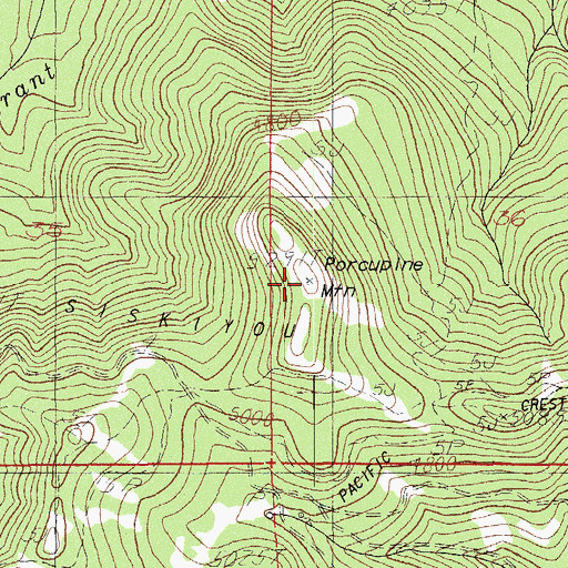 Topographic Map of Porcupine Mountain, OR