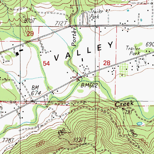 Topographic Map of Porter Creek, OR