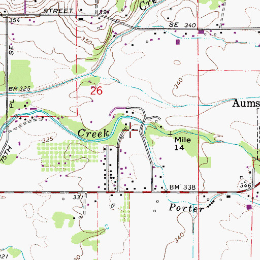 Topographic Map of Porter Creek, OR