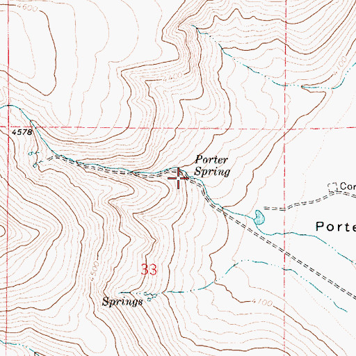 Topographic Map of Porter Spring, OR