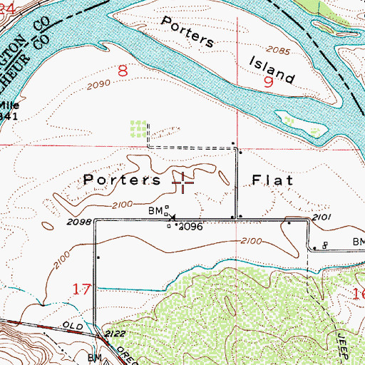Topographic Map of Porters Flat, OR