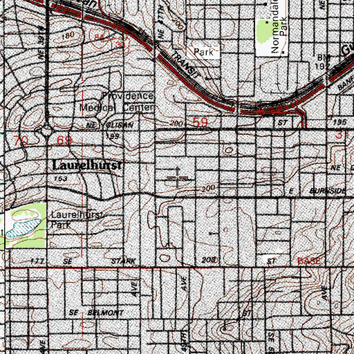Topographic Map of Gately Academy, OR