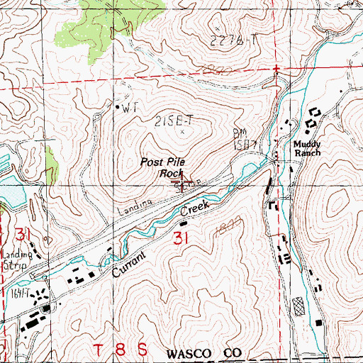 Topographic Map of Post Pile Rock, OR