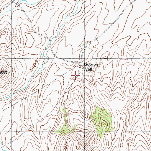 Topographic Map of Shortys Well, AZ
