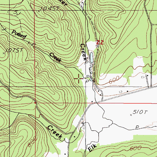 Topographic Map of Potterf Creek, OR