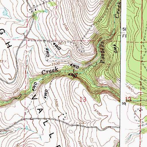 Topographic Map of Potters Creek, OR