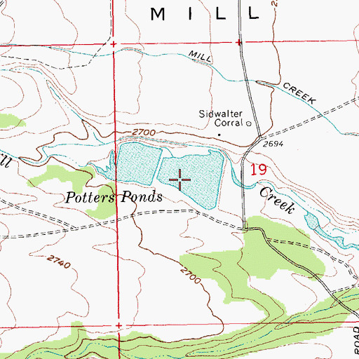 Topographic Map of Potters Ponds, OR