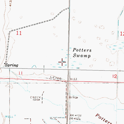 Topographic Map of Potters Swamp, OR