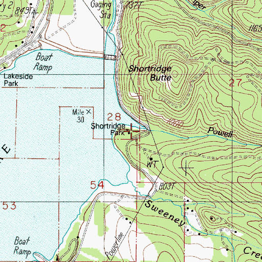 Topographic Map of Powell Creek, OR