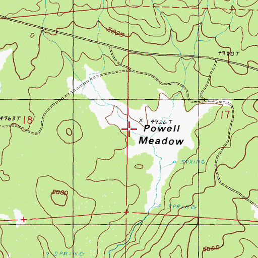 Topographic Map of Powell Meadow, OR