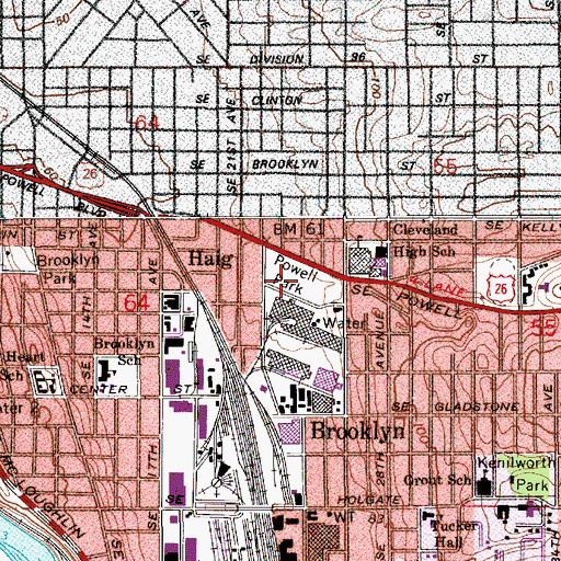 Topographic Map of Powell City Park, OR