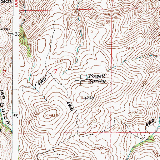 Topographic Map of Powell Spring, OR
