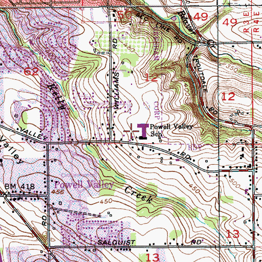 Topographic Map of Powell Valley Elementary School, OR