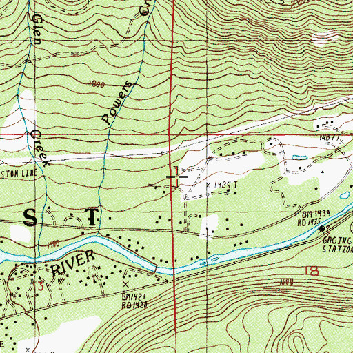 Topographic Map of Powers Creek, OR