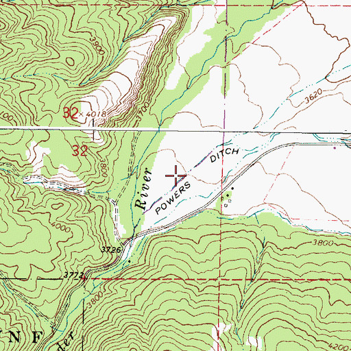 Topographic Map of Powers Ditch, OR