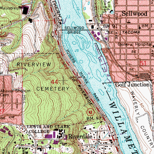 Topographic Map of Powers Marine Park, OR