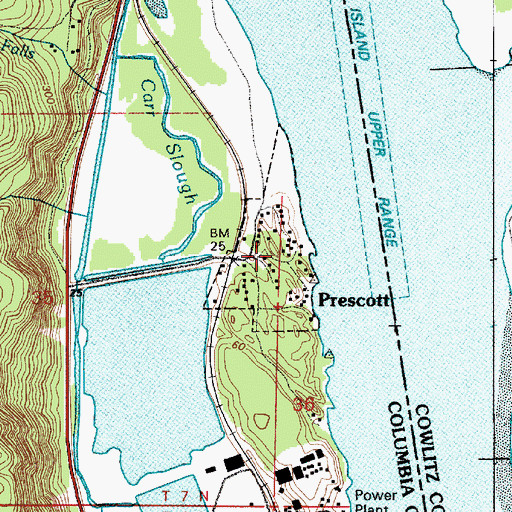 Topographic Map of Prescott, OR