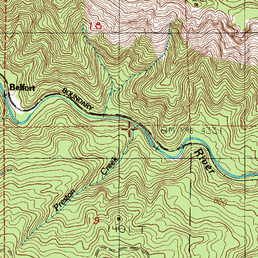 Topographic Map of Preston Creek, OR