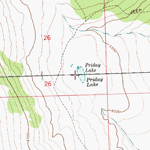 Topographic Map of Priday Lake, OR