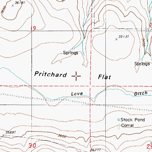 Topographic Map of Pritchard Flat, OR