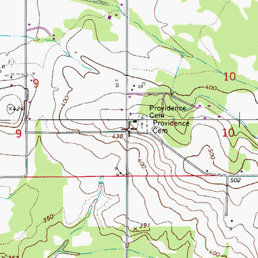 Topographic Map of Providence Cemetery, OR