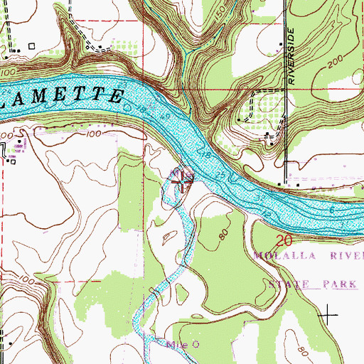 Topographic Map of Pudding River, OR