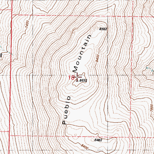 Topographic Map of Pueblo Mountain, OR