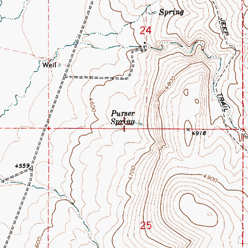 Topographic Map of Purser Spring, OR