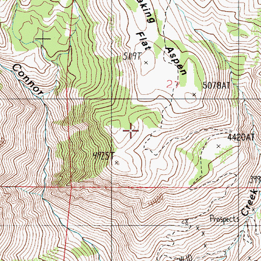 Topographic Map of Quaking Aspen Flat, OR