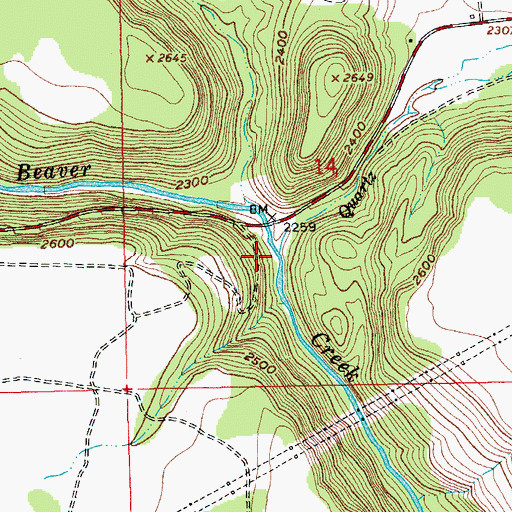 Topographic Map of Quartz Creek, OR